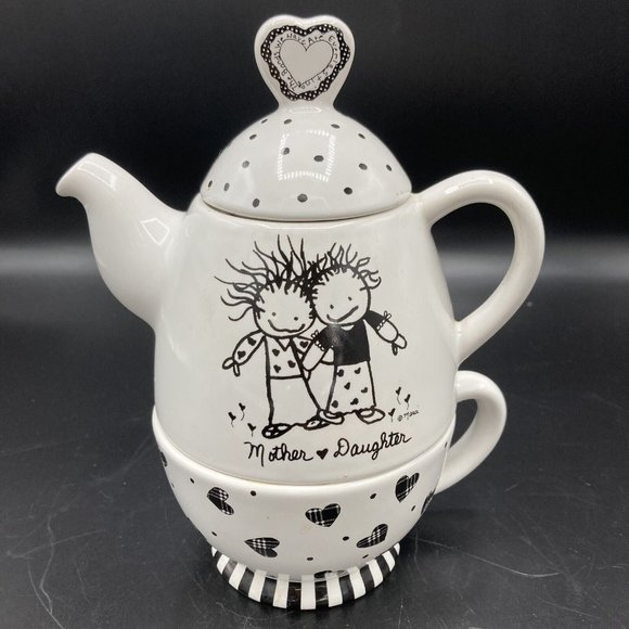 Enesco “Children of The Inner Light: Mother  Daughter” Ceramic Tea Pot - Picture 1 of 10